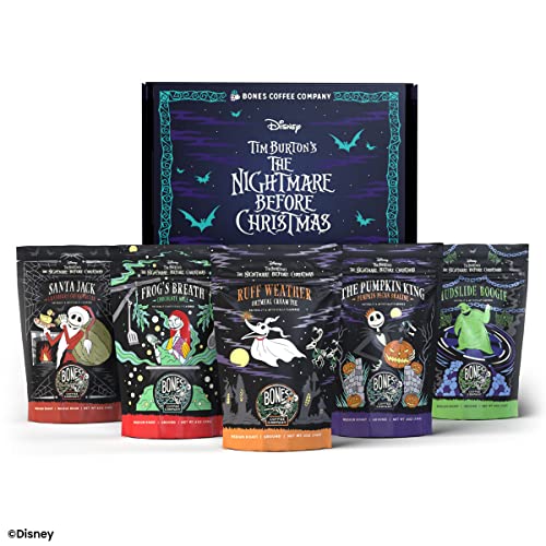 The Nightmare Before Christmas Collector's Box 5 Flavored Coffee Low Acid Medium Roast Arabica Beans Specialty Coffee Gifts For Auto Drip and French Press (20 Ounce)