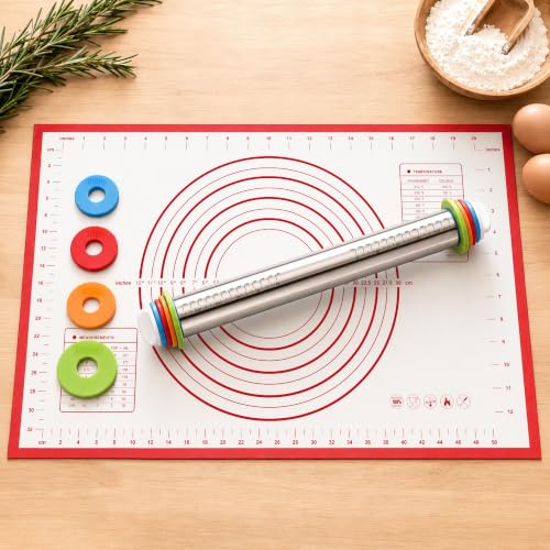 Adjustable Stainless Steel Rolling Pin & Non