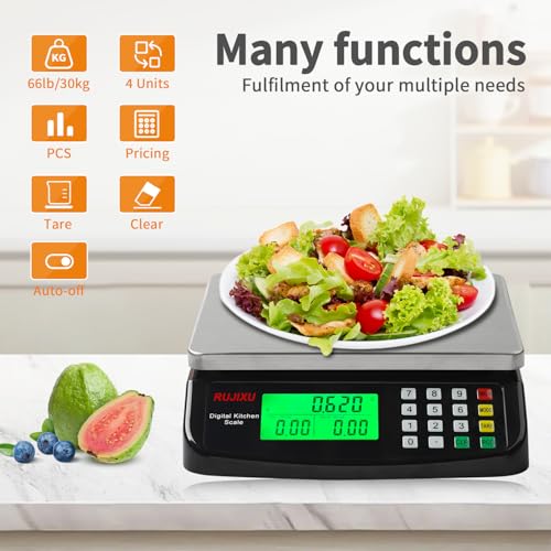 Large Digital Kitchen Scale Black 30kg