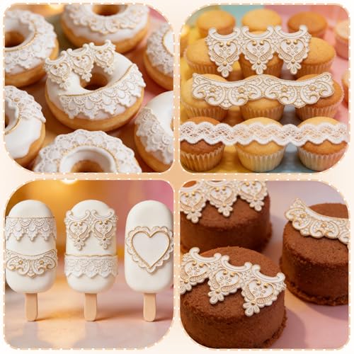3pcs Baroque Embossed Cake Decorating Mold Lace Fondant Silicone