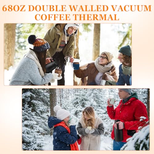 2 Pcs Thermal Coffee Carafe Insulated Stainless Steel Coffee Carafe for Hot Liquid Vacuum Thermal Pot Creamer Pitcher Dispenser with Brushes Keeping Hot Water Milk (2 Count)
