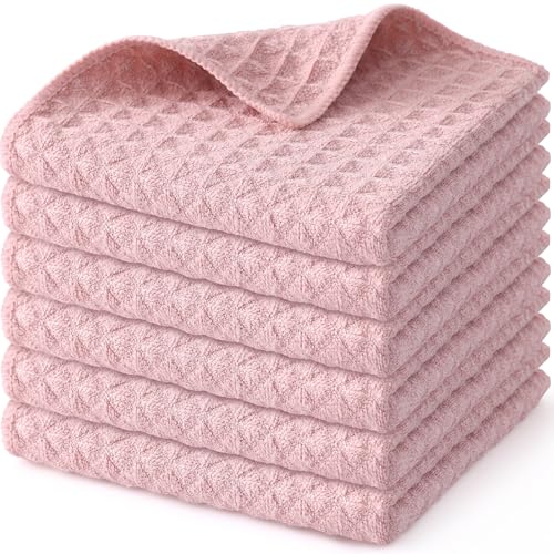 Microfiber Waffle Weave Kitchen Dish Cloths (6 Count)