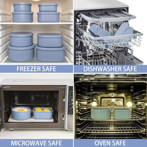100% Silicone Food Storage Containers with Lids (8 Count)