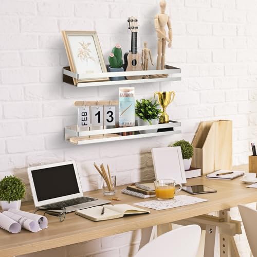 2 Pieces Stainless Steel Shelf Bathroom Shower Floating Shelves Wall Mounted Shower Caddy Basket Shelf Storage Organizer Shelves for Bathroom (2 Count)