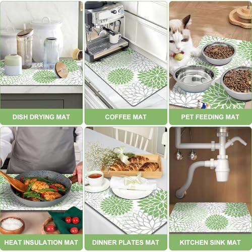 2PCS 12" x 20" Dish Drying Mat & 24" x 5.5" Sink Splash Guard (2 Count)