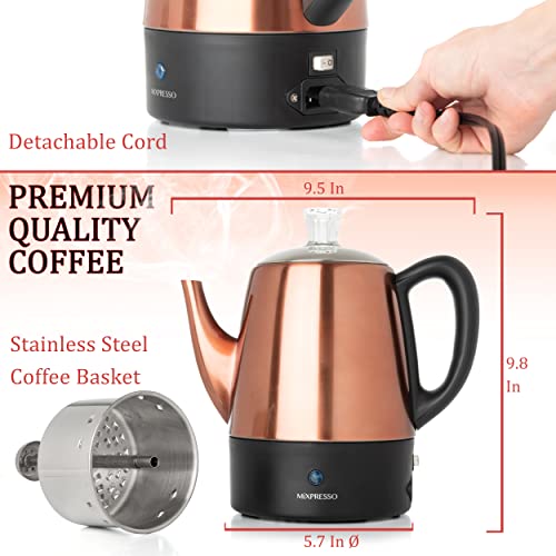 4 Cup Copper Small Electric Percolator Coffee Pot Stainless Steel (4 Count)