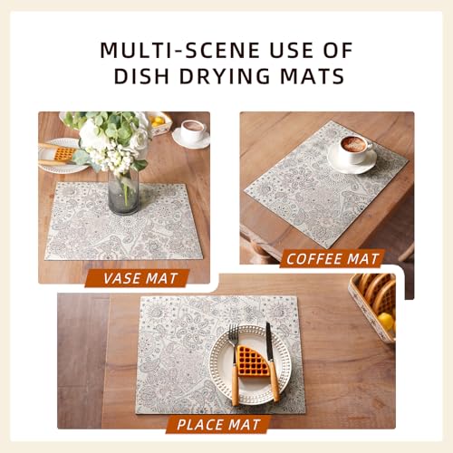 Dish Drying Mat Paisley Absorbent Diatomite Coffee Mat