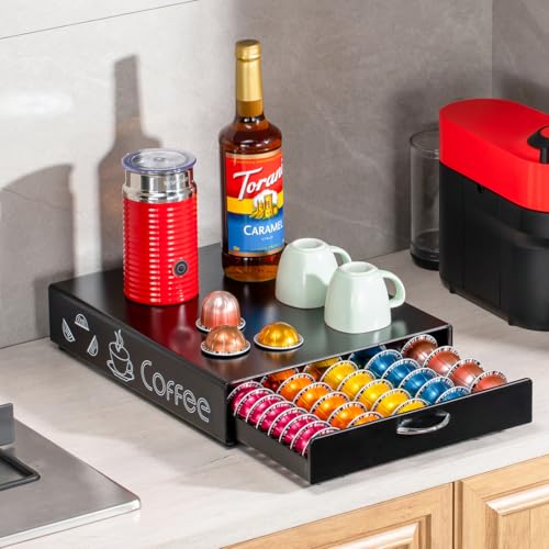 for Nespresso Pod Holder Coffee Pod Drawer for Vertuo Pod Organizer Graffiti Style Large Capacity Fits All Size Vertuo Pods