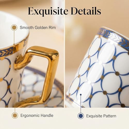 European Bone China Tea Cup Sets (12 Count)