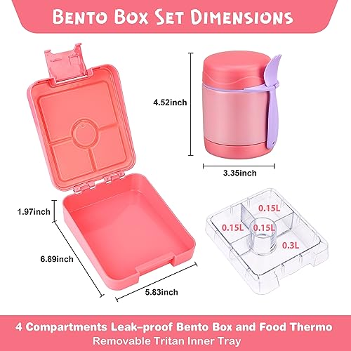 Bento Lunch Box Set With 10oz Soup Thermo