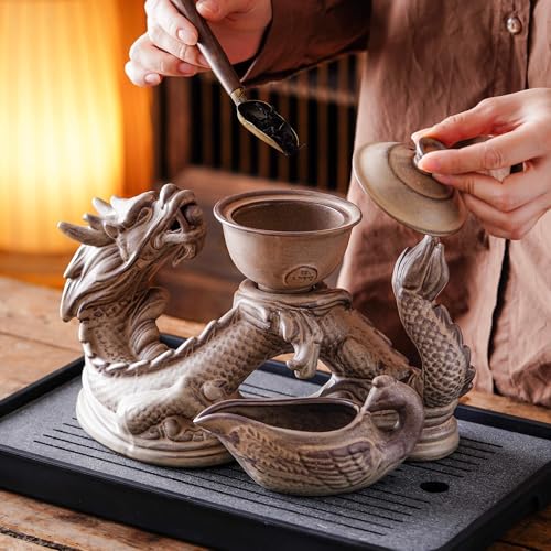 Ceramic Teapot with Infuser Semi Automatic Tea Set Magic Teapot with 8 cups Gradient Color (11 Count)