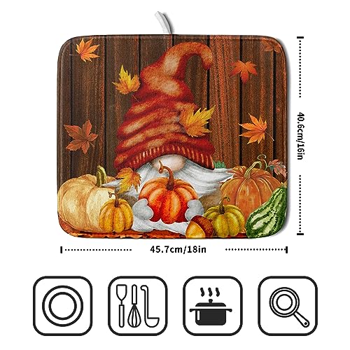 Fall Gnome Dish Drying Mat for Kitchen Counter
