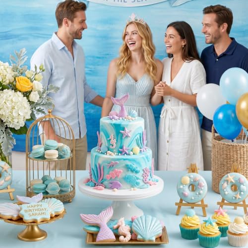 Mermaid Theme Cake Fondant Mold 4PCS Marine Silicone Mold (4 Count)