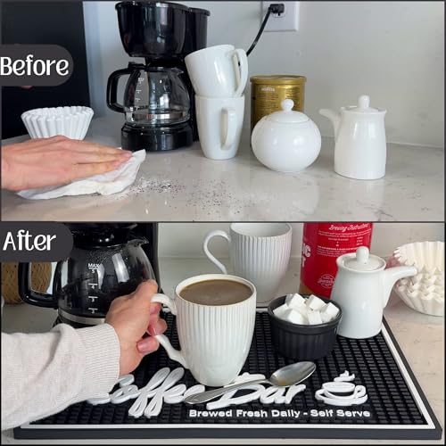 Brewed Fresh Daily Silicone Coffee Bar Mat 18x12 in