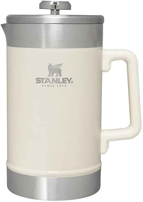 STANLEY Classic Stay-Hot French Press Coffee Maker 48 oz | 5 Minute Brew, 4 Hours Hot | Mesh Filter for Coffee Grounds | Insulated Stainless Steel French Press | BPA-Free | Cream Gloss