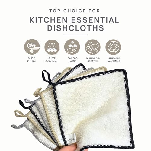 Dishcloths Kitchen Dishrag Cleaning Scrub Reusable 6pk 6x7in (6 Count)