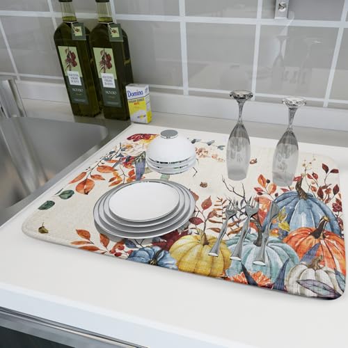 Fall Dish Drying Mat for Kitchen Countertop