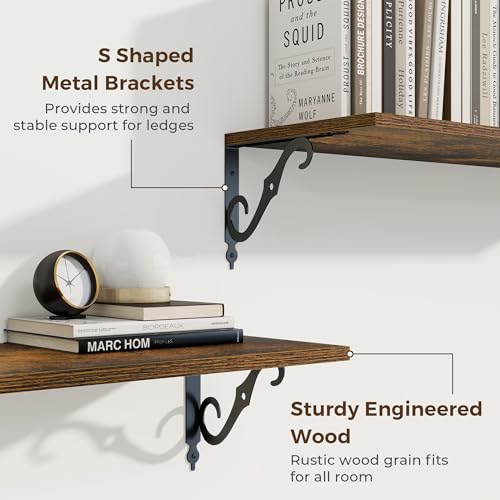 12 Inch Deep Floating Shelves for Wall (2 Count)