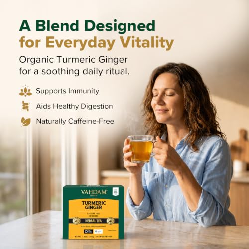 Organic Turmeric Ginger Herbal Tea Bags (100 Count)
