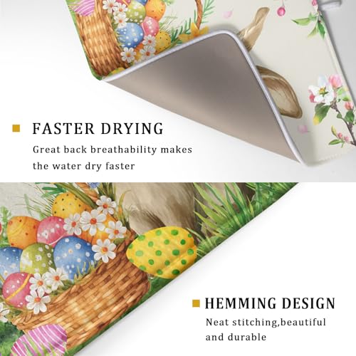 Easter Bunny Colorful Eggs Dish Drying Mat for Kitchen Counter