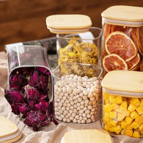 22oz/37oz/50oz Square Glass Storage Containers with Lids 6-Pack (6 Count)