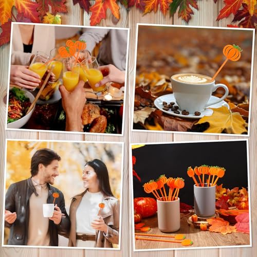 36 Pcs Fall Pumpkin Coffee Stirrers