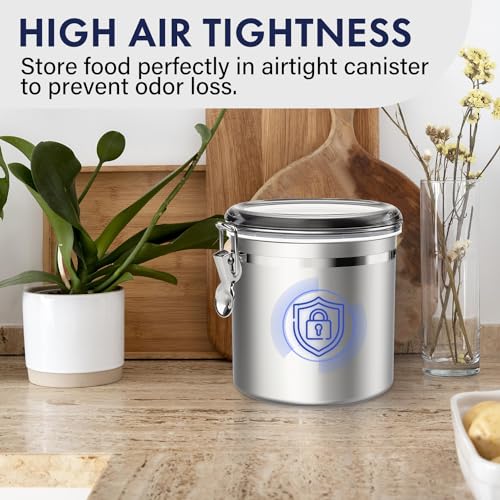 165oz Stainless Steel Airtight Canister for Kitchen with Clear Lid