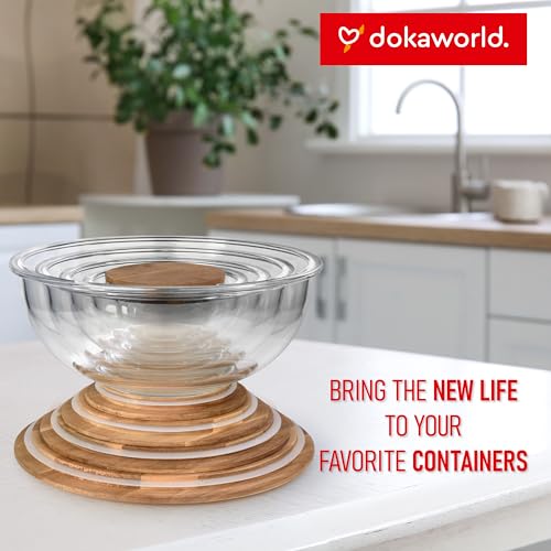 Glass Mixing Bowls Acacia Lids (5 Count)