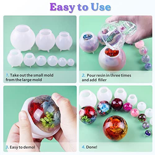 9 Pcs Sphere Silicone Molds for Resin