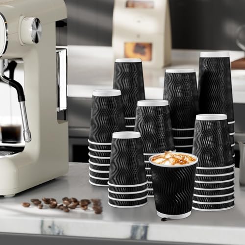10 oz Coffee Cups 120 Pack Disposable Insulated Corrugated Paper Cup (120 Count)