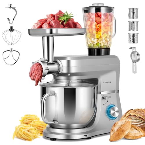 6-in-1 Stand Mixer, 8.5-Quart Tilt-Head Mixer, 10 Speeds, Silver