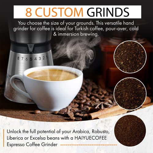Manual Coffee Grinder with 8 Adjustable Coarseness Settings