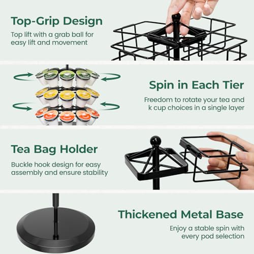 K Cup Holder Coffee Pod Organizer Carousel for Countertop