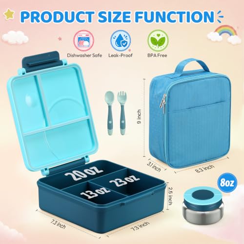 Bento Lunch Box for Kids with 8oz Soup Thermo&Lunch Bag