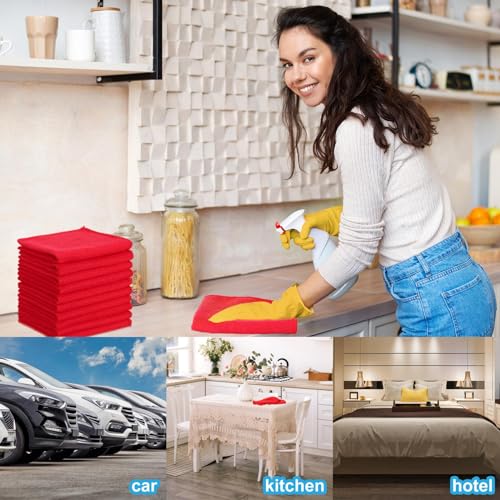 100 Pack 12'' x 12'' Microfiber Cleaning Cloths Reusable Cleaning Rags Bulk Microfiber Towels Softer Highly Absorbent Washcloths for House Kitchen Car Window