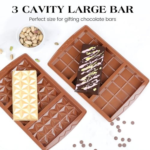 4 Pcs Chocolate Bar Mold Deep Dubai 0.85 Inch Stuffed Chocolate Molds Silicone Large Break Apart Silicone Molds (4 Count)