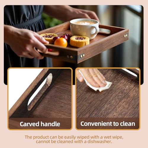 Wood Serving Tray with Handles for Breakfast in Bed