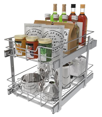 2 Tier Pull Out Cabinet Organizer 15" W X 22" D