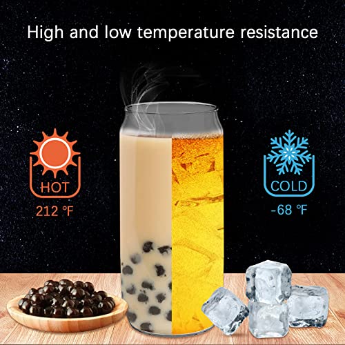 16 OZ Glass Cups with Lids and Straws 20 Pack (20 Count)