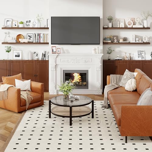 55 Inch Floating Shelves for Wall 8 Inch Deep Walnut Shelves Set of 2 (2 Count)