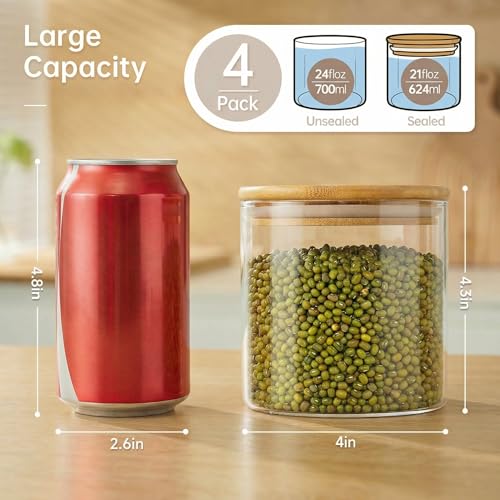 21 oz Glass Jars with Bamboo Lids (4 Count)