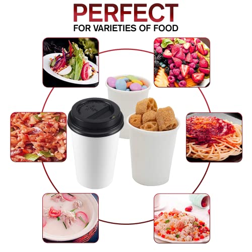 White Disposable Paper Coffee Cups with Lids (100 Count)