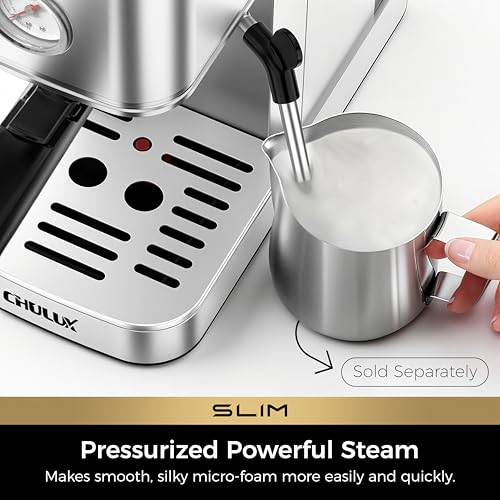 Slim Espresso Machine with Milk Frother for Home Cappuccino & Latte