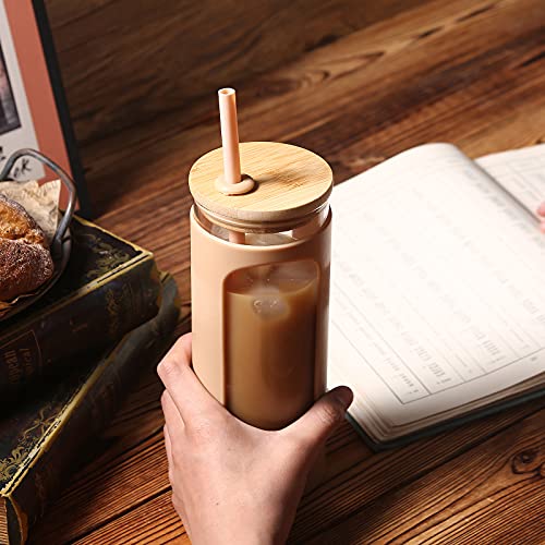 20oz Glass Water Tumbler with Straw and Lid