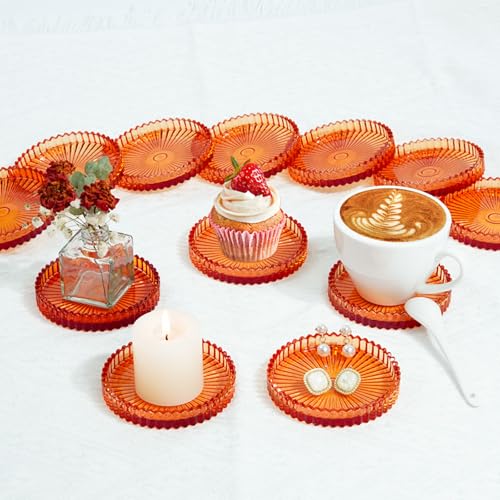 Crystal Glass Coaster 6 Pack Round Cup Drinks Coasters (12 Count)