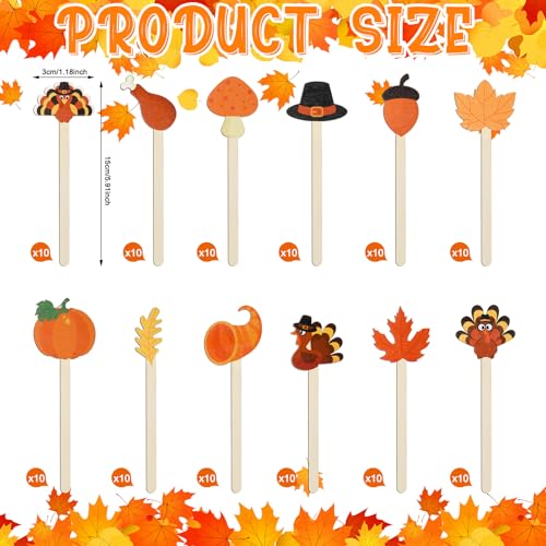 120 Pcs Thanksgiving Coffee Stirrers Fall Stir Sticks Wooden