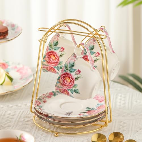 15 Piece British Bone China Tea Cup Sets (15 Count)