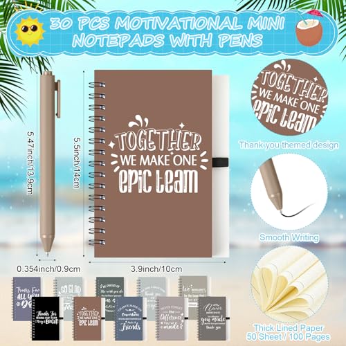 90 Pcs Employee Appreciation Gifts Bulk 24 oz Thank You Tumbler with Lid and Straw Mini Spiral Notebooks and Pens Appreciation Gifts for Team Employee Coworkers Teacher (90 Count)