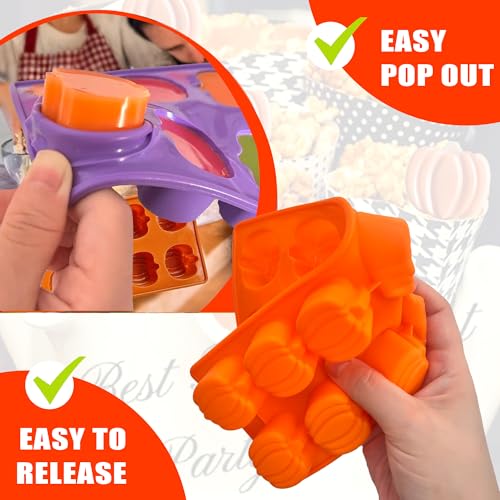 Halloween Pumpkin Chocolate Mold 3 PCS Silicone Chocolate Mold With 2 Dropper (3 Count)