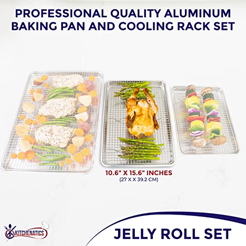 Jelly Roll Baking Pan and Rack Set Nonstick 10.6x15.6 (2 Count)